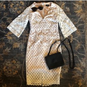 XS Bardot White Short Sleeve Lace Dress